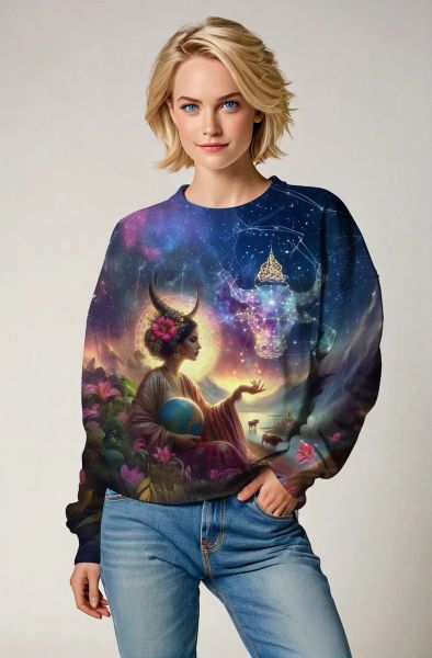 Taurus Zodiac Collection: The Floral Spirit Hoodie, Sweatshirt, Zip-Up, T-Shirt-Sweatshirt