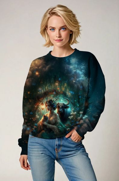 Taurus Zodiac Collection: The Enchanted Forest Guardian Hoodie, Sweatshirt, Zip-Up, T-Shirt-Sweatshirt