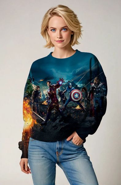 Dark Blue Avengers Team Battle Crewneck Sweatshirt