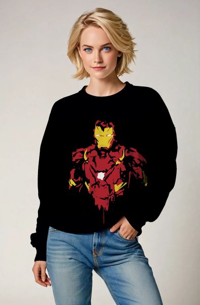 Iron Man Bold Graphic Black Apparel Heroic Streetwear Sweatshirt