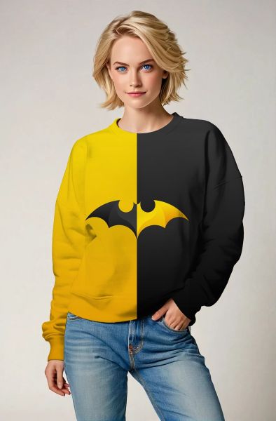Superhero Bat Logo Graphic Apparel – Yellow & Black Sweatshirt