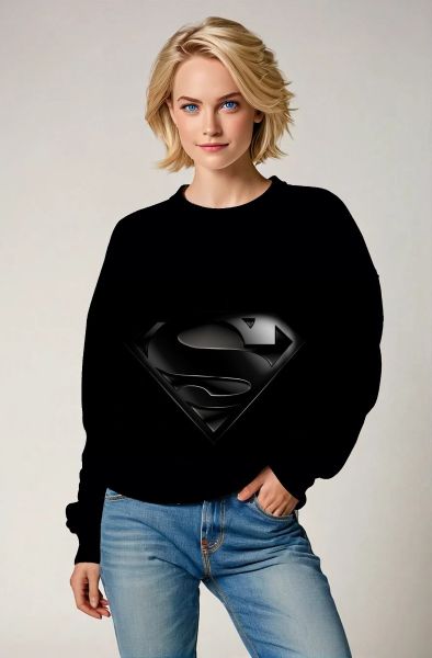 Black Superman S Logo Crewneck Sweatshirt – Classic Hero Style