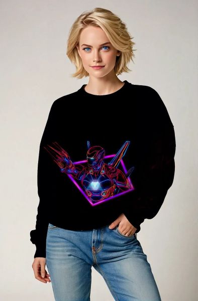 Black Neon Tech Hero Crewneck Sweatshirt
