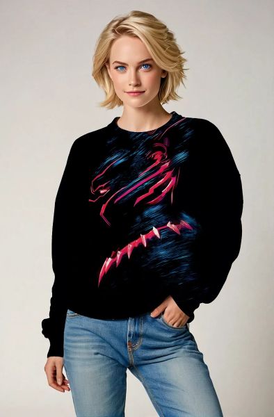 Black Panther Neon Crewneck Sweatshirt
