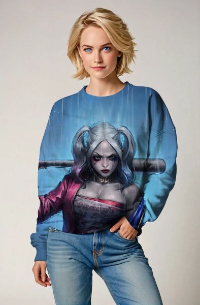 Blue Harley Quinn Street Style Crewneck Sweatshirt