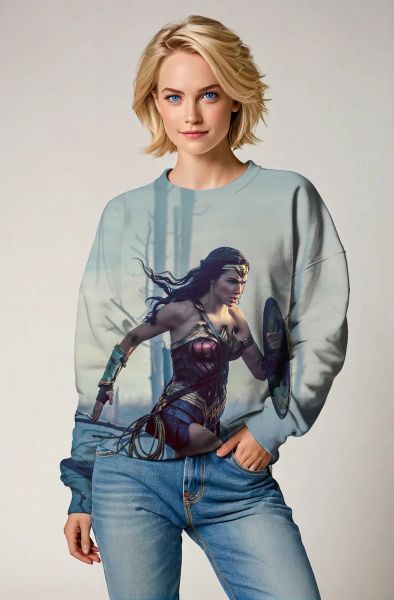Light Blue-Grey Crewneck Sweatshirt – Warrior Queen in Motion