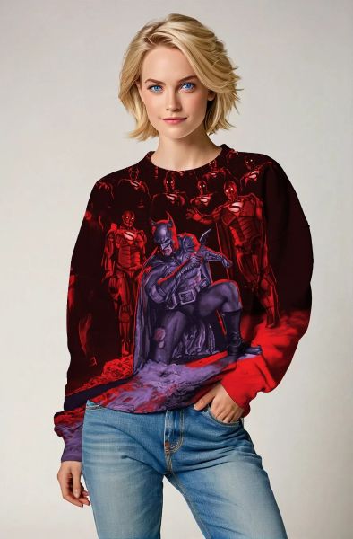 Crimson Knight Crewneck Sweatshirt – Dark Red & Black Hero Showdown