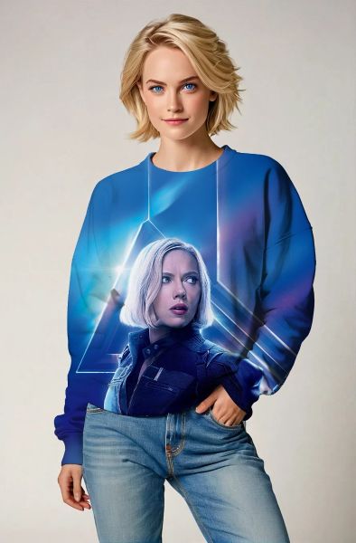 Black Widow Blue Sweatshirt – Avengers Hero Style