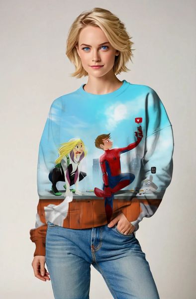 Spider-Man & Spider-Gwen Rooftop Selfie Crewneck Sweatshirt