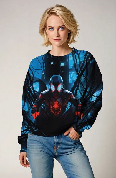 Miles Morales Shadow Grid Crewneck Sweatshirt