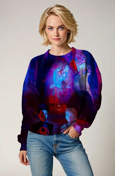 Spider-Man Graphic Crewneck Sweatshirt - Bold Red & Blue Spider-Verse Design