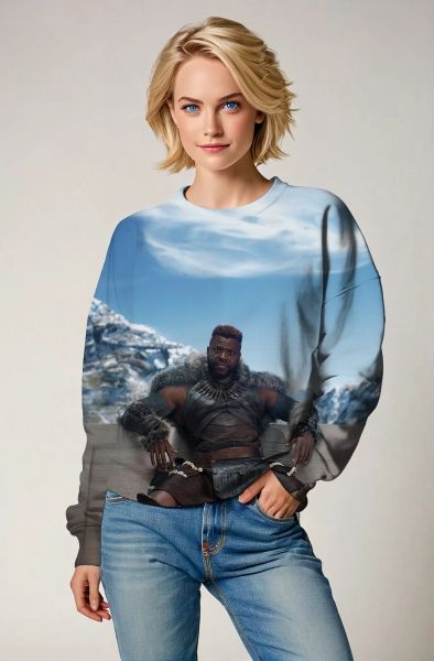 M'Baku Graphic Crewneck Sweatshirt - Bold Brown & Black Design