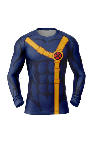 Cyclops X-Men Marvel Long Sleeve Rash Guard Compression Shirt