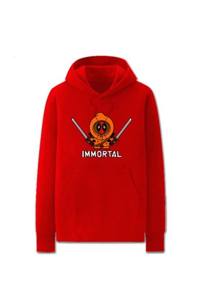 Solid Color Deadpool Cartoon Style Cute Deadpool Hoodie Solid-Red