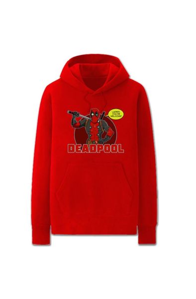 Solid Color Super Funny Deadpool Cartoon Style Deadpool Hoodie Solid-Red