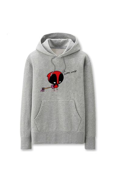 Solid Color Super Hero Deadpool Cartoon Style Cute Deadpool Hoodie Solid