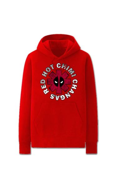 Solid Color Super Hero Deadpool Icon Super Cool Deadpool Hoodie Solid-Red