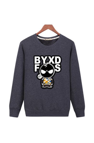 Solid Color Deadpool Series Anime Icon Fashion Deadpool Sweatshirt Solid- 灰色