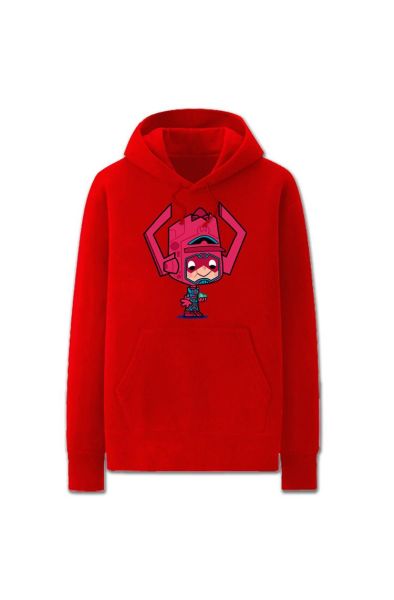 Solid Color Galactus Cartoon Style Fantastic Four Hoodie Solid-Red