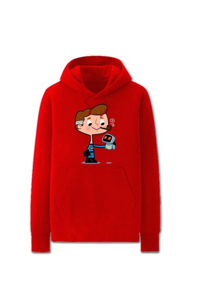 Solid Color Magical Mister Cartoon Style Fantastic Four Hoodie Solid-Red