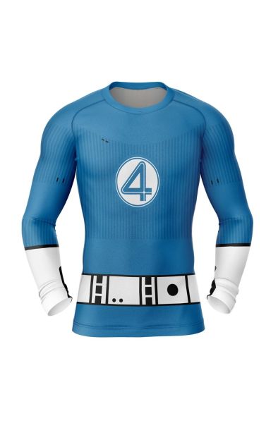 Fantastic Four Mister Fantastic Marvel Long Sleeve Rash Guard Compression Shirt