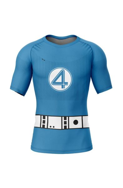 Fantastic Four Mister Fantastic Marvel Short Sleeve Rash Guard Compression Shirt