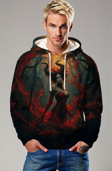 Symbol of Enchantment and Power Aries Spirit Infused in the Dark Forest Queen's Attire Available as T-Shirts Hoodies Zip-Up Jackets and Pullovers