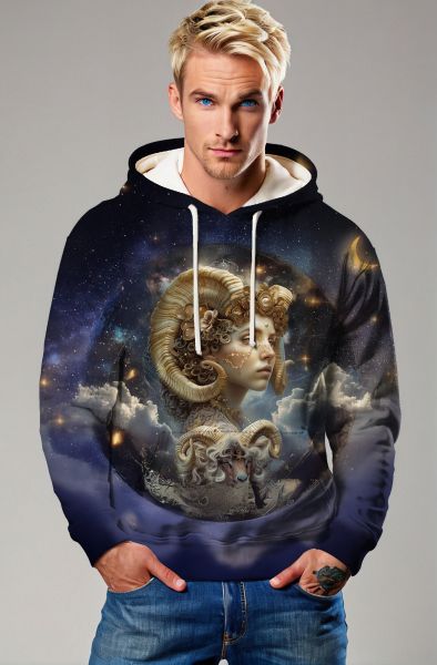 Aries Zodiac Collection: The Cosmic Ram Hoodie, Sweatshirt, Zip-Up, T-Shirt