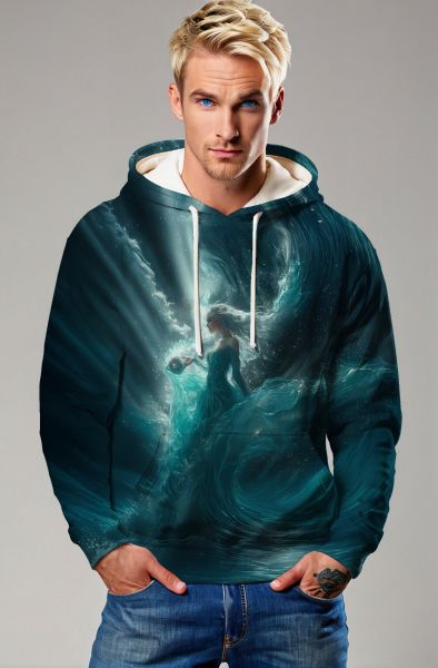 Aquarius Zodiac Collection: Cosmic Waterbearer Hoodie, Sweatshirt, Zip-Up, T-Shirt