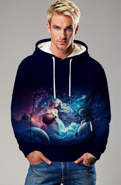 Aquarius Zodiac Collection: Galactic Grace - The Aquatic Goddess Hoodie, Sweatshirt, Zip-Up, T-Shirt