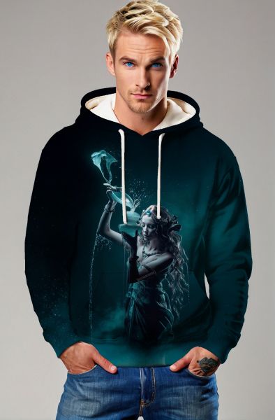 Aquarius Zodiac Collection: Cosmic Flow - The Waterbearer of the Universe Sweatshirt