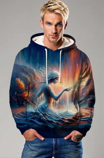 Aquarius Zodiac Collection: Celestial Waters - The Enchantress of the Crystal Springs Hoodie, Sweatshirt, Zip-Up, T-Shirt