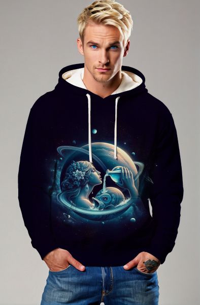 Aquarius Zodiac Collection: Cosmic Flow - The Starry Waters Hoodie, Sweatshirt, Zip-Up, T-Shirt