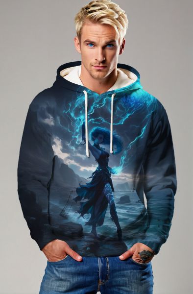 Aquarius Zodiac Collection: Electric Tempest - The Thunder Keeper Hoodie, Sweatshirt, Zip-Up, T-Shirt