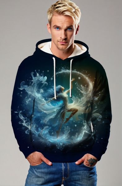 Aquarius Zodiac Collection: Celestial Dance - The Lunar Stream Hoodie, Sweatshirt, Zip-Up, T-Shirt