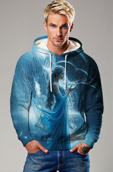 Aquarius Zodiac Collection: Celestial Flow - The WaterBearer Hoodie, Sweatshirt, Zip-Up, T-Shirt