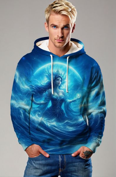 Aquarius Zodiac Collection: Lunar Tide - Aquatic Mysticism Hoodie, Sweatshirt, Zip-Up, T-Shirt