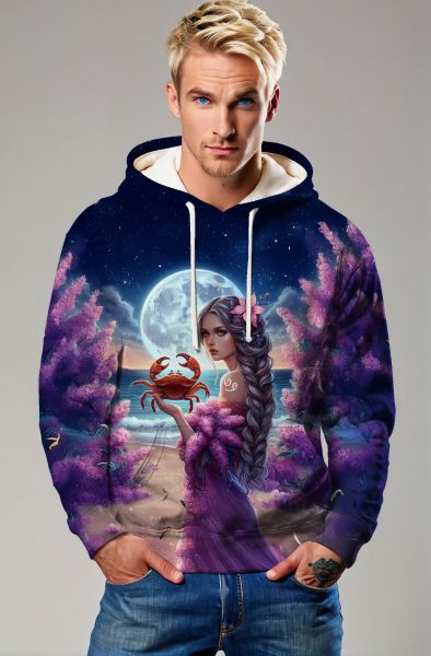 Cancer Zodiac Collection: Celestial Connection Hoodie, Sweatshirt, Zip-Up, T-Shirt