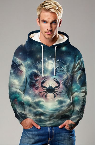 Cancer Zodiac Collection: The Cosmic Crab Hoodie, Sweatshirt, Zip-Up, T-Shirt