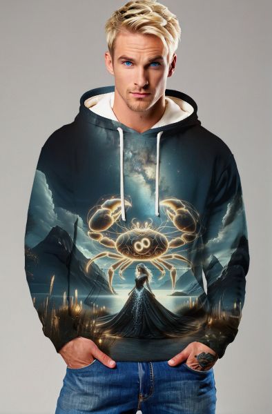 Cancer Zodiac Collection: Celestial Waves Hoodie, Sweatshirt, Zip-Up, T-Shirt
