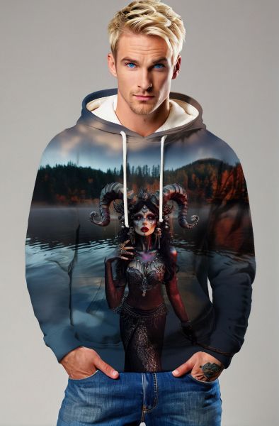 Capricorn's Shadow Embrace: The Mystic Queen Hoodie, Sweatshirt, Zip-Up, T-Shirt-Hoodie