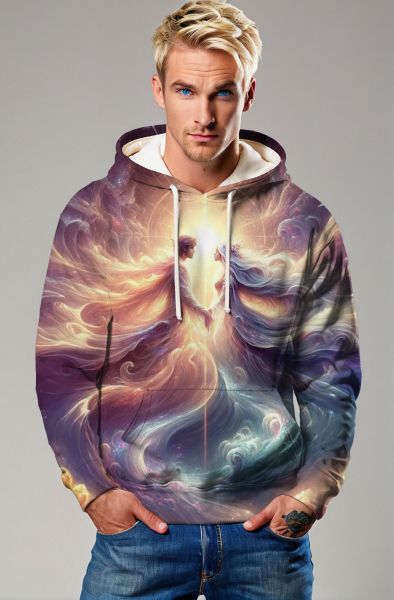 Gemini Astral Union Collection: Purple Hoodie, Sweatshirt, Zip-Up, T-Shirt with Radiant Twin Spirits Design