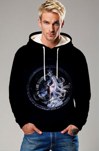 Gemini Yin and Yang Collection: Black Hoodie, Sweatshirt, Zip-Up, T-Shirt with Dual Nature and Cosmic Balance Design