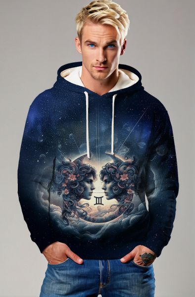Gemini Zodiac Collection: Celestial Twins Mirror Image Hoodie, Sweatshirt, Zip-Up, T-Shirt
