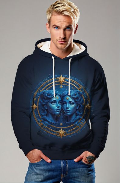 Gemini Zodiac: Celestial Harmony with Stars and Dual Faces Hoodie, Sweatshirt, Zip-Up, T-Shirt