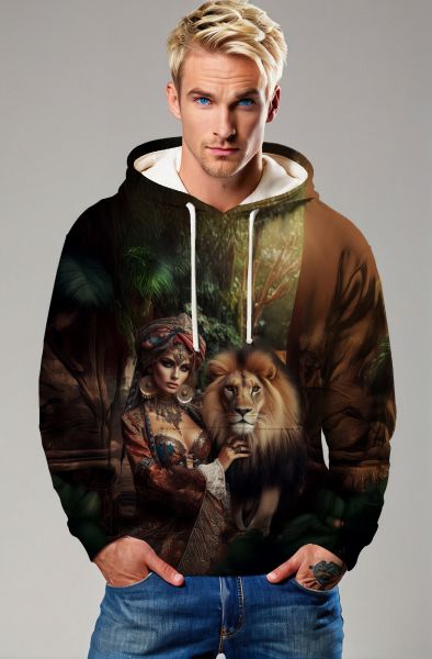 The Regal Roar: Lioness of the Jungle Hoodie, Sweatshirt, Zip-Up, T-Shirt-Hoodie