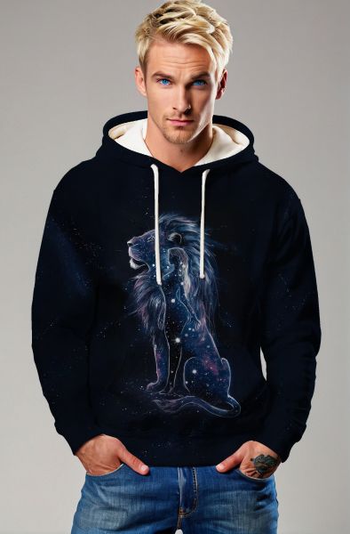The Cosmic Leo: Celestial Majesty Hoodie, Sweatshirt, Zip-Up, T-Shirt-Hoodie