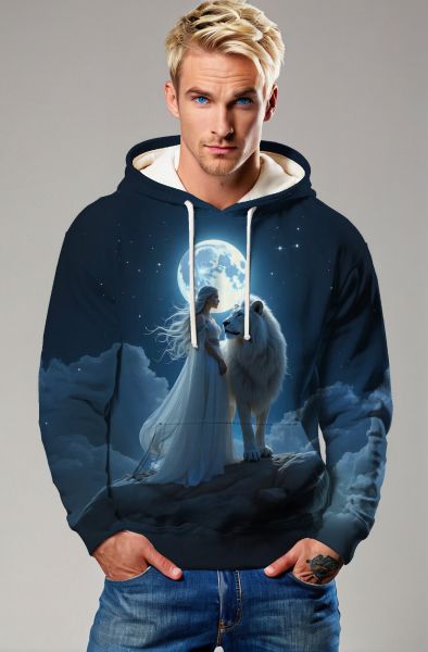 Lionhearted Queen: The Moonlit Majesty Hoodie, Sweatshirt, Zip-Up, T-Shirt-Hoodie