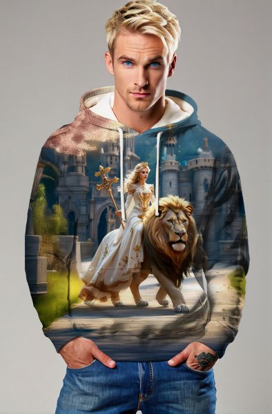 Regal Roar: The Lion's Kingdom Hoodie, Sweatshirt, Zip-Up, T-Shirt-Hoodie