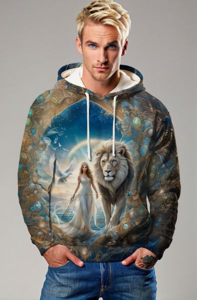 Divine Roar: The Celestial Roar of the Lion Hoodie, Sweatshirt, Zip-Up, T-Shirt-Hoodie